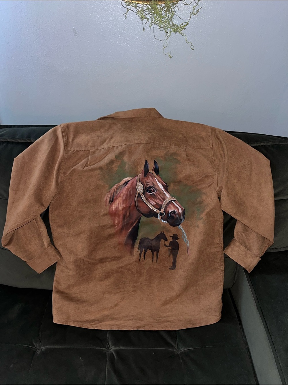 Hand painted western George Tan Sueded Shirt Jacket
